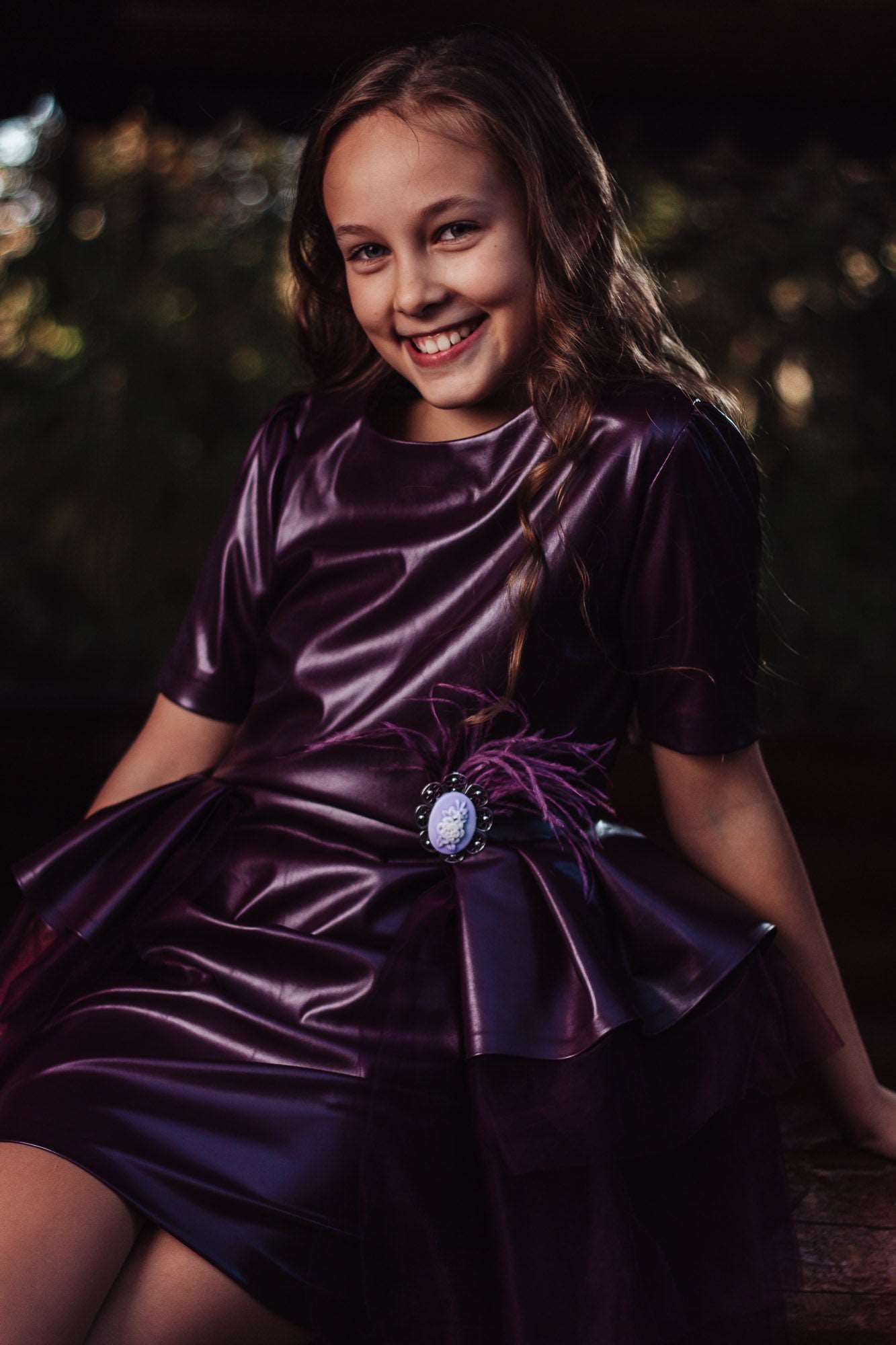 Rochie fete din piele ecologie Purple Rock